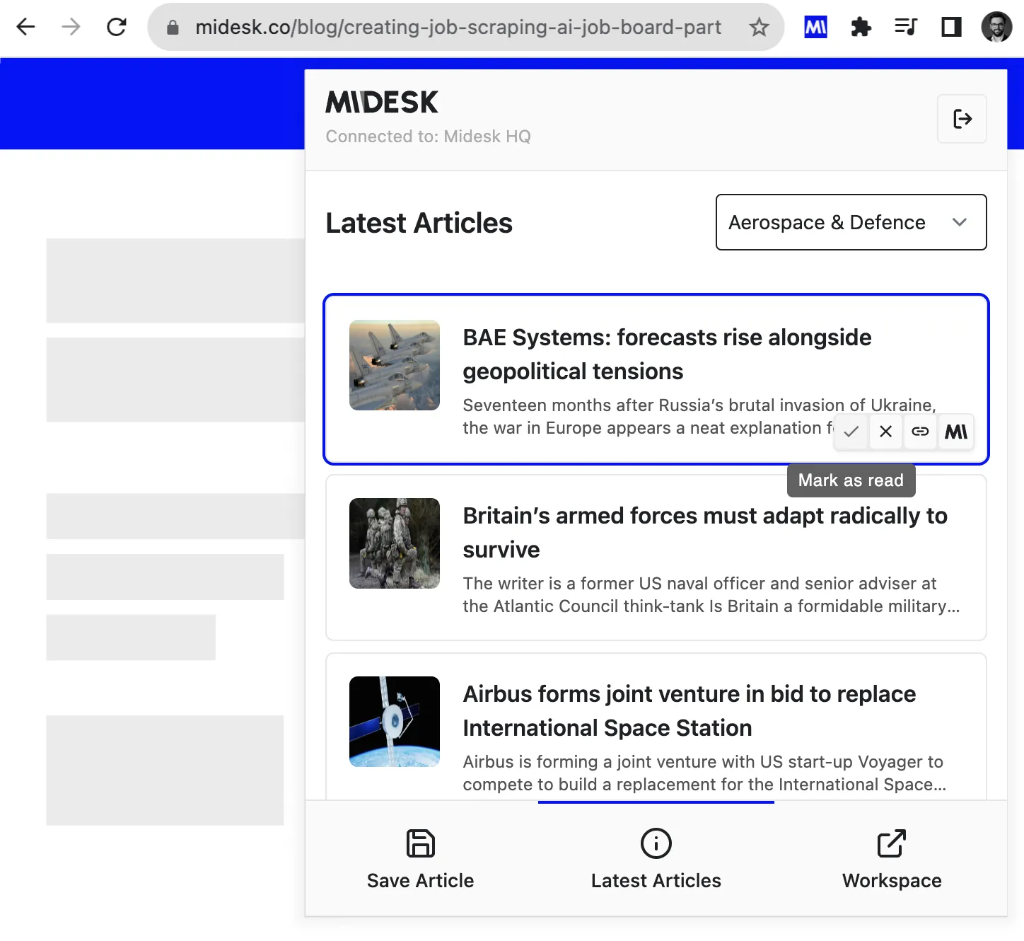 Midesk Chrome Extension - Interact with your articles