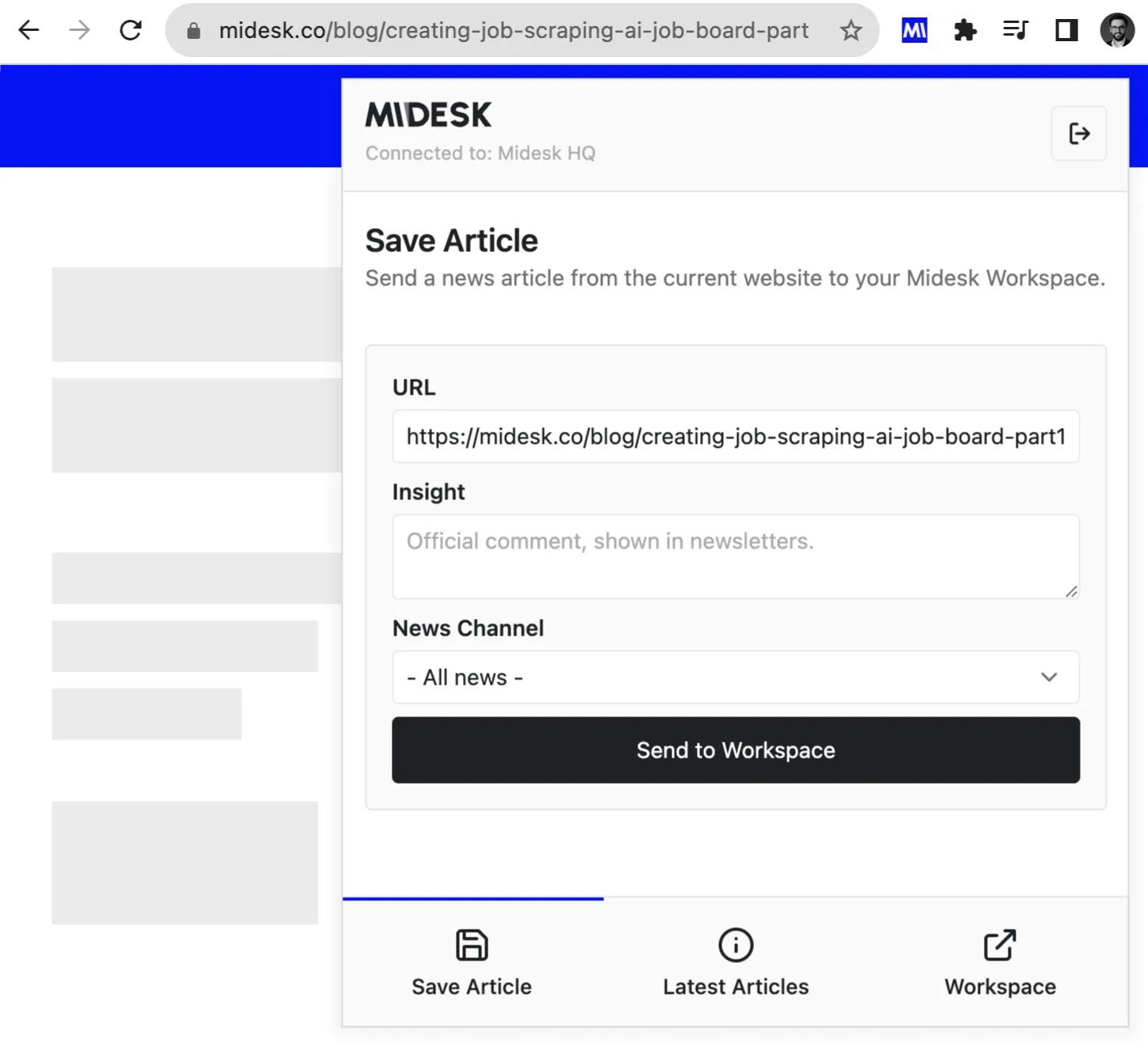 Midesk Chrome Extension - Save and highlight key information with a single click