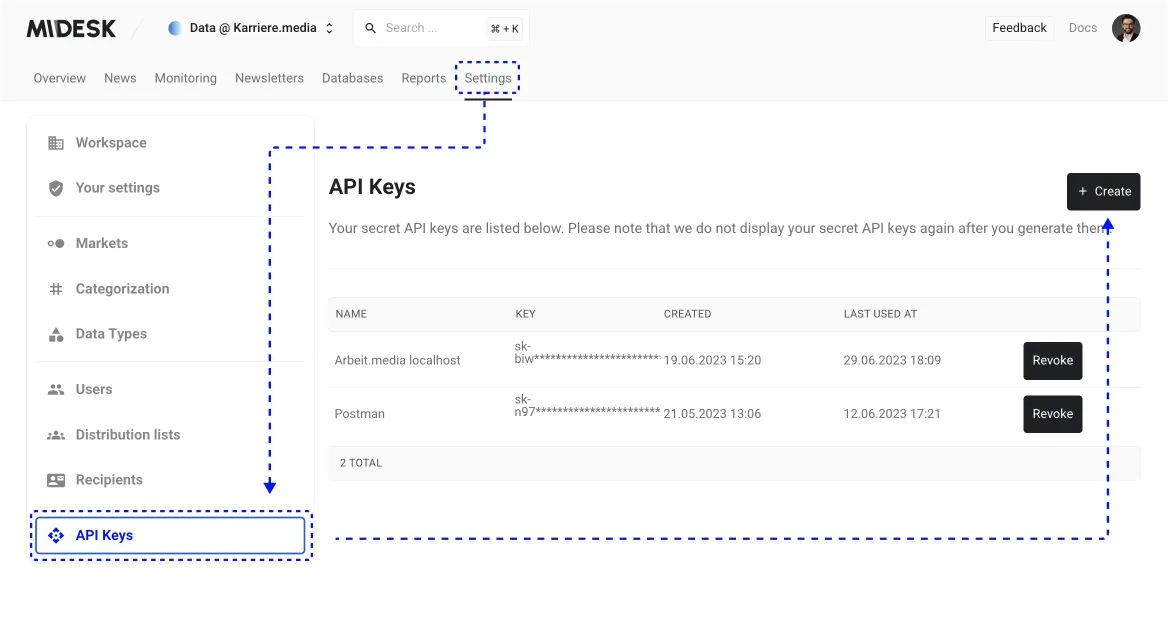 Create API key