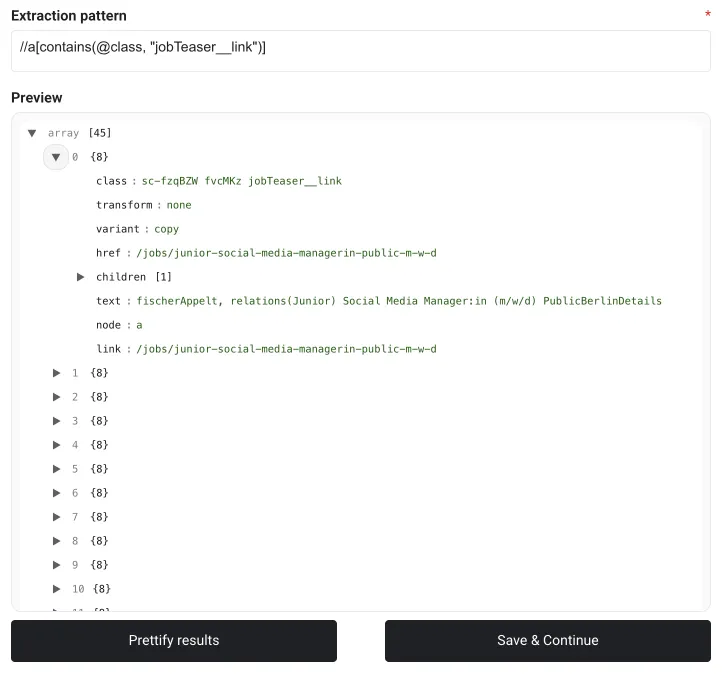 Job task identify links validate test