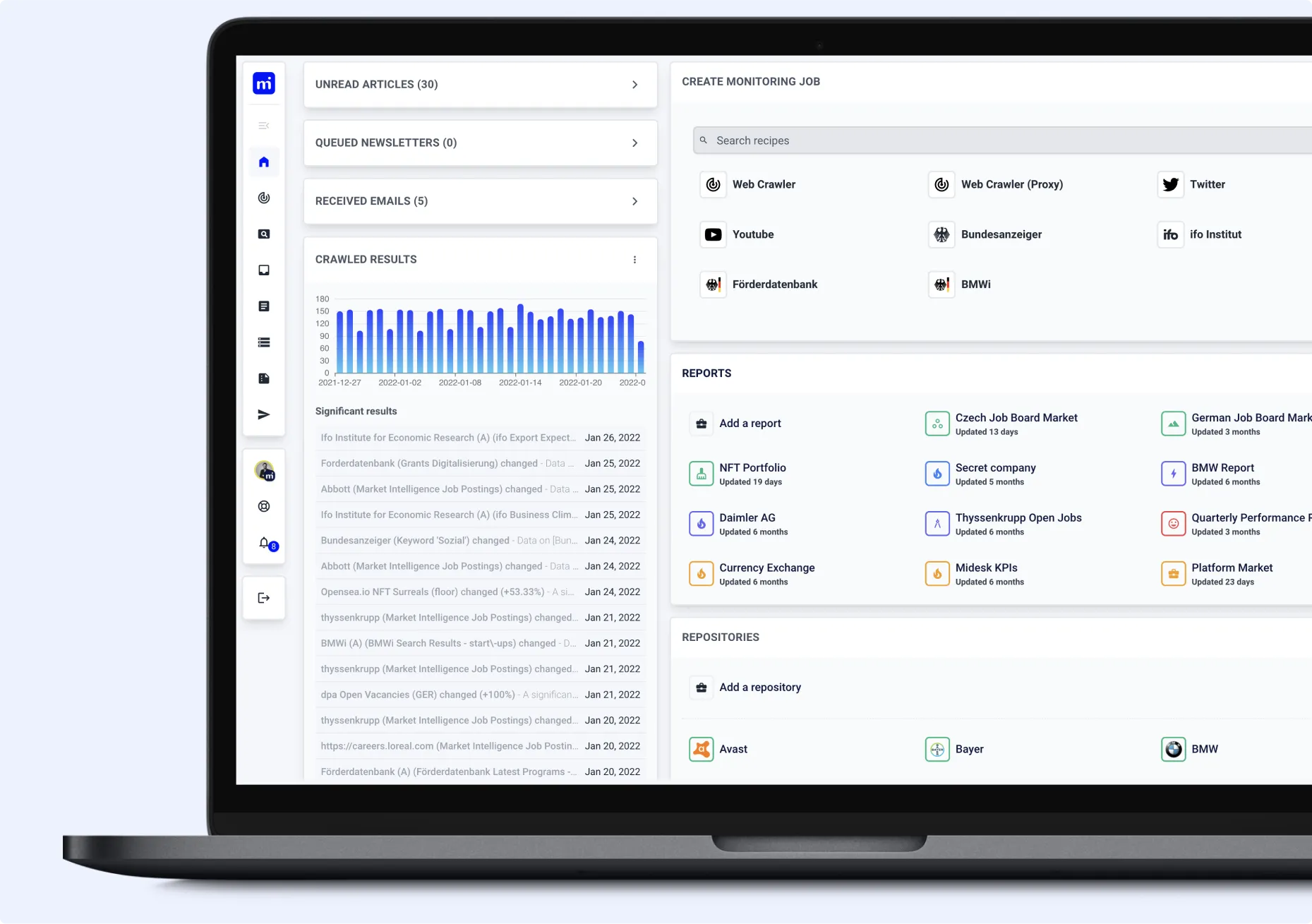 New modern dashboard centralises access to all key Midesk capabilities.