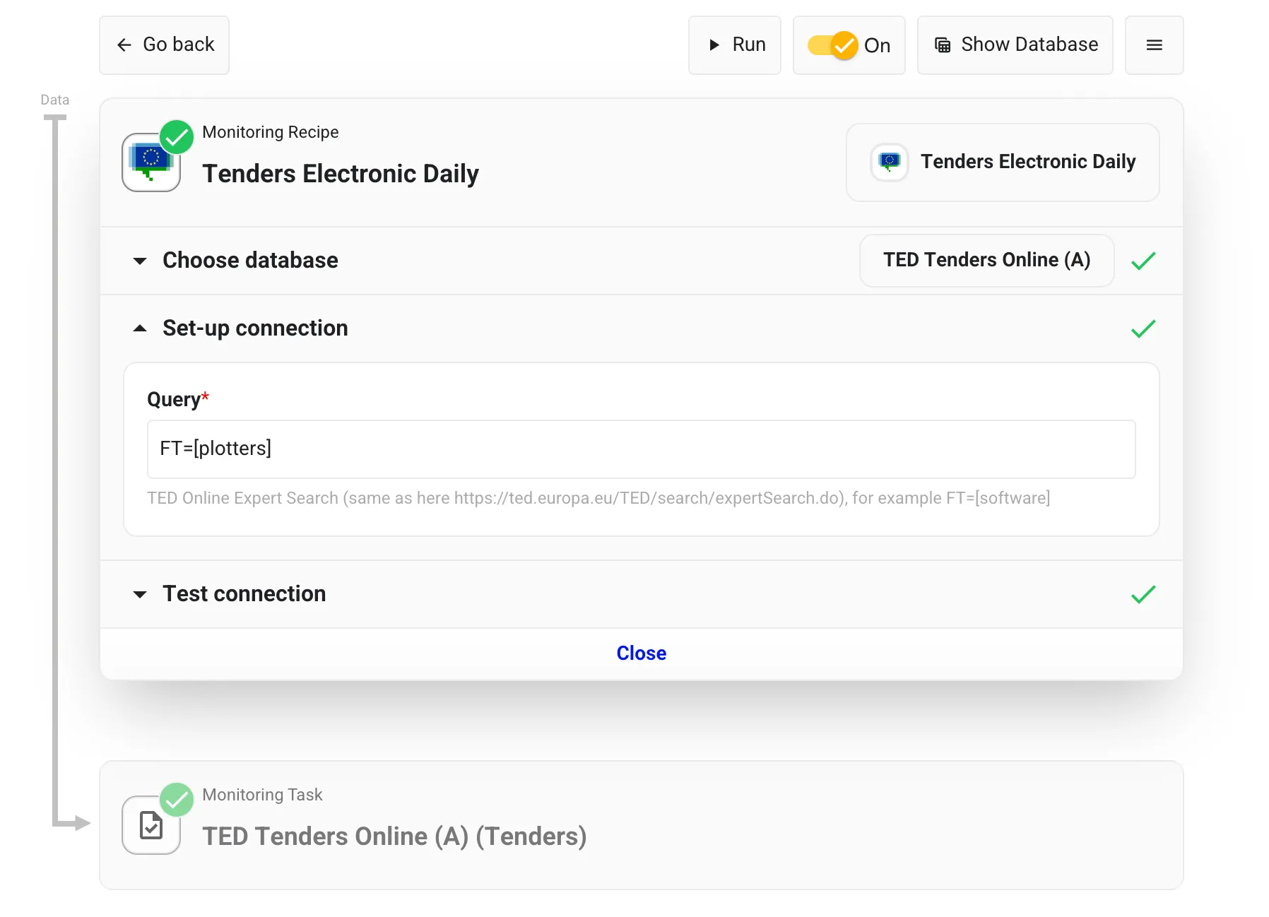 Monitor expert search query