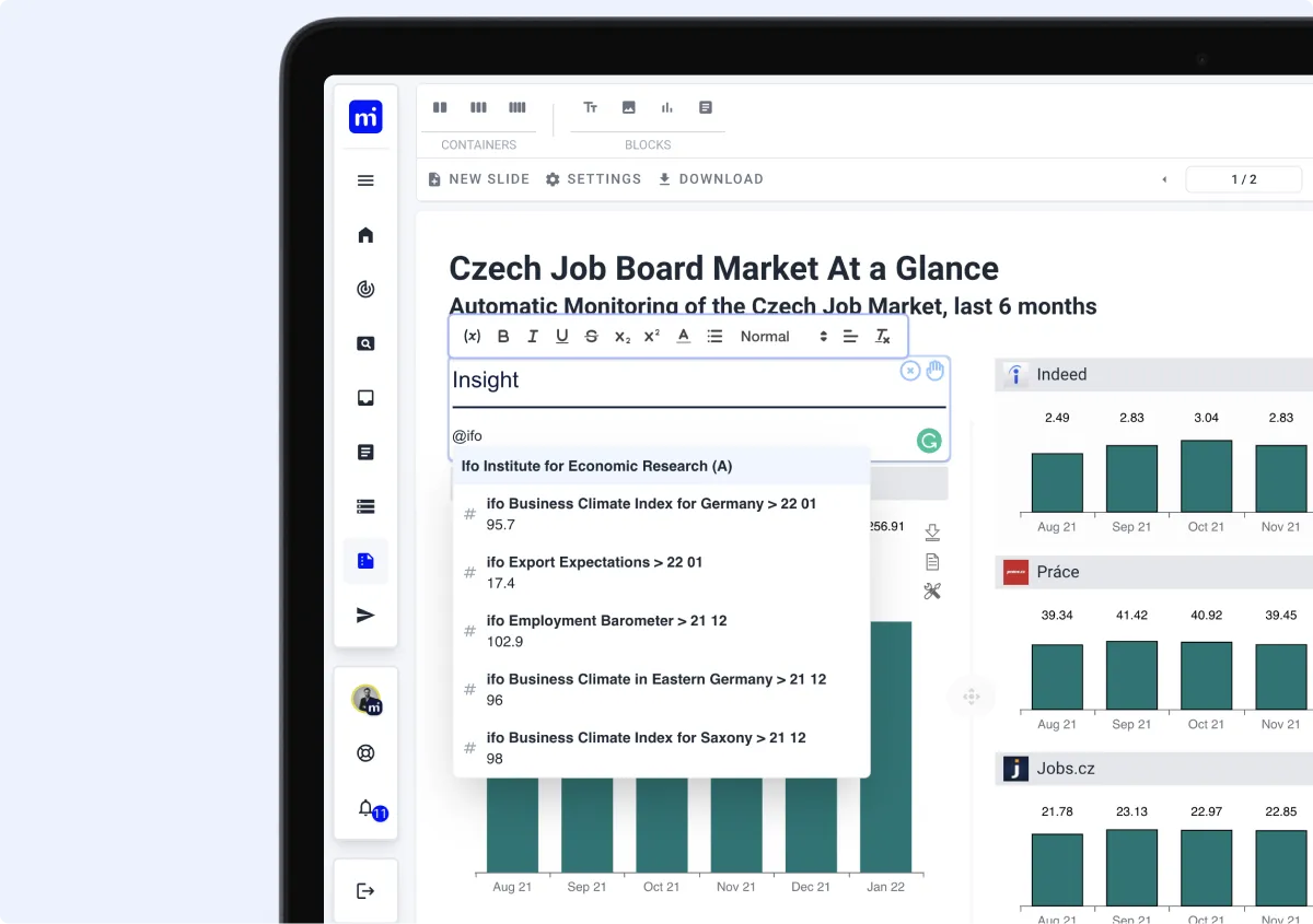 Self-updating Market Intelligence reports