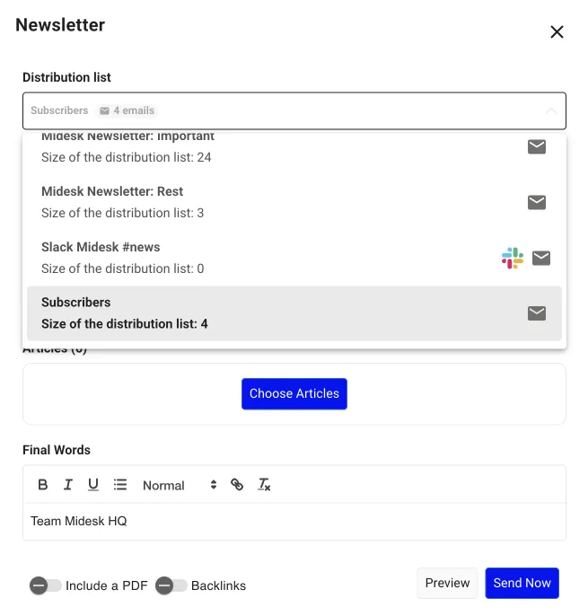 Midesk Newsletter Builder